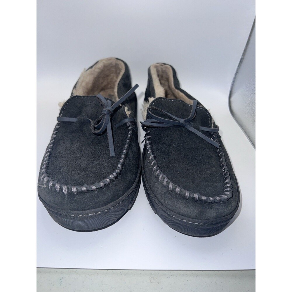 Eddie Bauer Cordova Slippers Mens Sz L 9.5-10.5 Grey Suede Warm Cabin Cozy Gorp - Picture 11 of 11